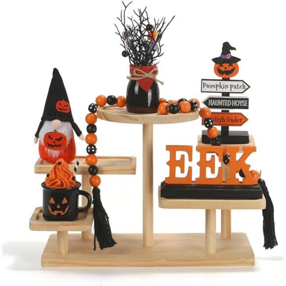 Halloween Decorations 6PCS Tiered Tray Decor, Cute Tabletop Halloween Decor for - Picture 1 of 8